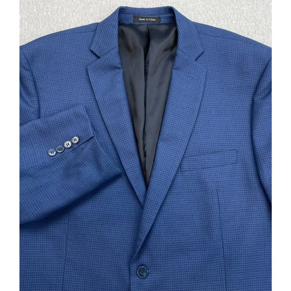 Calvin Klein Blazer Mens 46R‎ Houndstooth 100% Wool 2-Button Single Breast